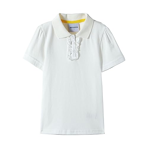 Image of Mud Kingdom Girls Short Sleeve Ruffle Pique Polo Uniform Top Stretch Lightweight