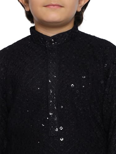 Image of AJ DEZINES Chikankari Kurta For Boys- Ethnic Wear | Embroidery Chikankari Sequined | Traditional & Festive Outfit | Cotton Stylish Boys Kurta | Perfect For Wedding & Family Function
