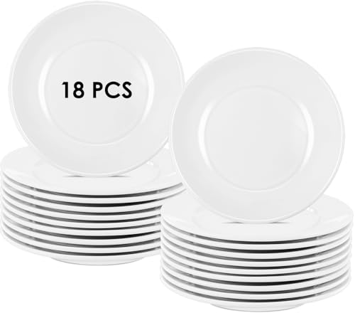 Dyrfolm 18 Pcs Porcelain Dessert Plates,7 Inch White Dinner Plates,White Salad Plate,Ceramic Appetizer Plate,Porcelain Serving Dishes for Snack, Bread, Fruit, Microwave & Dishwasher Safe Dyrfolm 18 Pcs Porcelain Dessert Plates,7 Inch White Dinner Plates,White Salad Plate,Ceramic Appetizer Plate,Porcelain Serving Dishes for Snack, Bread, Fruit, Microwave & Dishwasher Safe