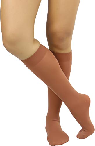 Image of ToBeInStyle Women's Opaque Knee High Nylon Fashion Socks Solid & w /Front Satin Bow
