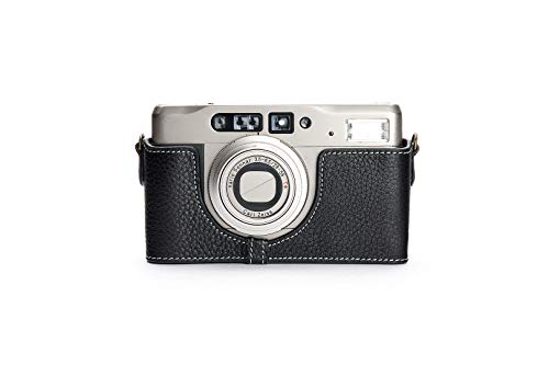Housse Contax TVS II en cuir fait main : l'étui noir idéal pour vos reportages photo urbains
