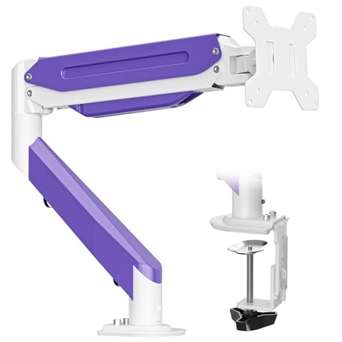 Image of Suptek Monitor Mount Gas Spring Monitor Arm Desk Mount Fully Adjustable Fits 17 20 22 23 24 26 27 32 35 inch Monitors Weight Capacity up to 24.25 lbs (White+Purple, 17 inch-35 inch)