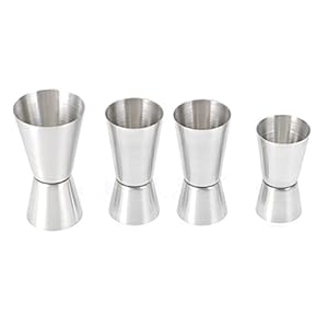 JZK 4 Stuks Cocktail jiggers set gemengde grootte, roestvrij staal jigger voor cocktails, Barmaatje, likeur maatregelen ingesteld, shot maatschenker, geest maatbeker, cocktail maatbeker