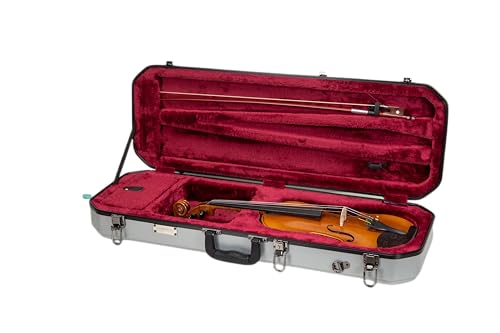Crossrock Oblong Case fits 4/4 Full-Size Violin, Includes Interior Compartment, 2 Bow Holders...