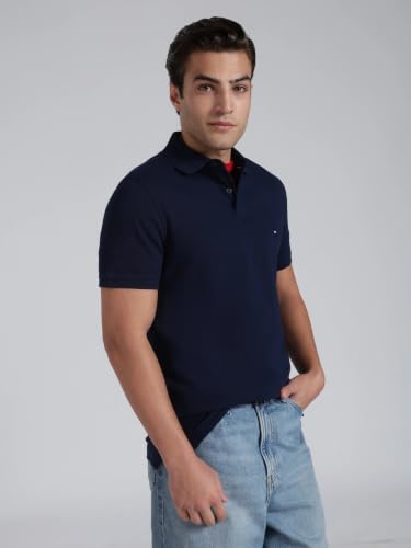 Image of Tommy Hilfiger Solid Regular fit Cotton Polo t-Shirt