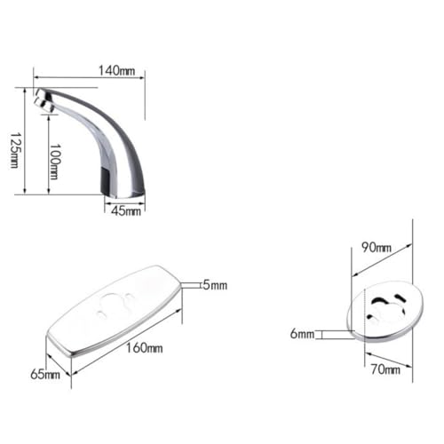 Grifo Automático de Cobre para Lavabo con Sensor Infrarrojo y Control Táctil Plateado 8