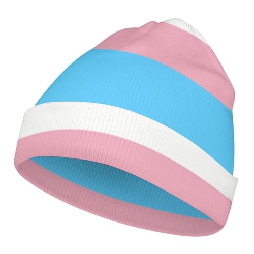 Transgender Pride Flag Kids Beanie Hat for for Girls Boys Children Cap Winter Knitted Chemo Cancer Headwear Accessories Gifts Decoration Black