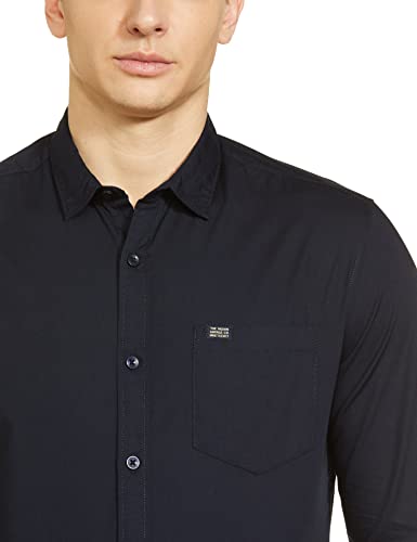 Image of The Indian Garage Co Men Slim Fit Solid Full Sleeves Cutaway Collar Casual Shirt