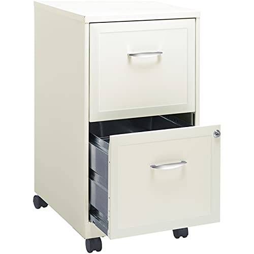 Space Solutions 18" 2 Drawer Mobile Smart Vertical File Cabinet Pearl White #TOP3
