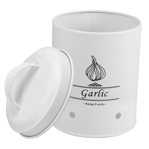 SOLUSTRE Carbon Steel Garlic Storage Pot Onion Keeper Kitchen Garlic Container Food Storage Bucket