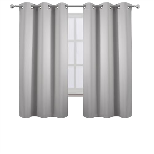 Image of LEMOMO Light Grey Blackout Curtains 42 x 54 Inch Length Set of 2 Panels Grommet Bedroom Curtains for Living Room