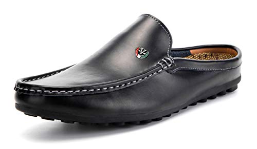 Image of Men's Classic Leather Slippers Office Casual House Slip On Backless Loafers