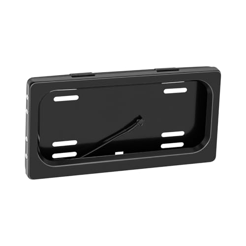 Electric License Plate Cover Pull-Down Remote Control License Plate Frame 12x6 Inch Black Iron Universal Fit for Car Front Rear 12V Dual Control Car Accessory