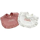 Personalized Baby Girl Bib Custom Embroidered Baby Bib Monogrammed Baby Girl Bib Custom Baby Girl Bib Baby Girl Gift Baby Shower Gift Ruffle Bib (Style 1)