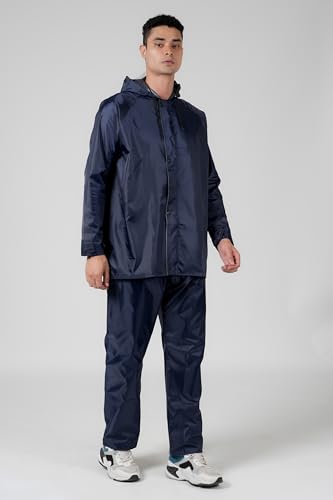 Image of TAGAS Men's Raincoat ||Waterproof for Bike ||Reversible Double Layer with Hood || Set of Top and Bottom With Cap rain Wear