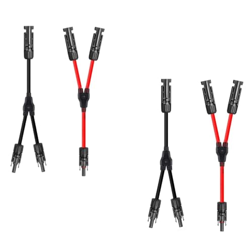 Sekesoer Solar Y Kabel 6mm Y Stecker Solar Paar Solarkabel Y Verteiler PV Y Stecker Module Balkonkraftwerk (2 Paar 6mm M/FF and F/MM)