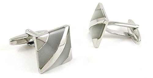 1 par de mancuernas cuadradas plateadas para hombre miniatura 1