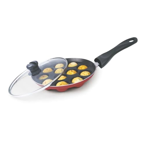 Image of Signoraware Perfecto Non Stick Appapatram with Glass Lid | Gas & Induction Compatible | Ideal for Traditional Appams & Paniyarams | Best for Quick Breakfast, Evening Snacks or Festive Treats (Steel)