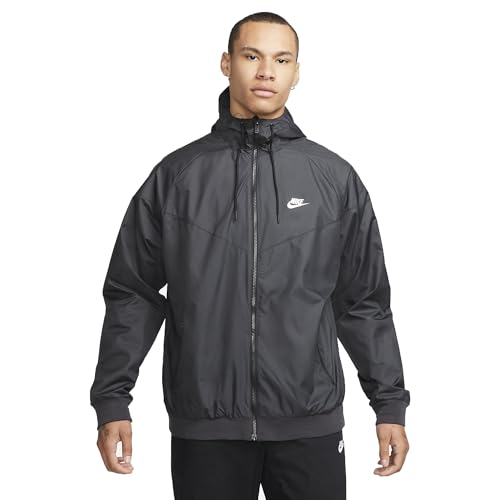 Nike mens Sportswear Windrunner Hooded Windbreaker Coat, Black/White, Medium