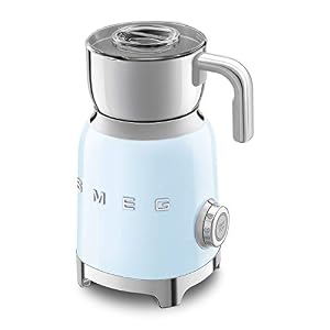 SMEG Retro 50's Style Milk Frother with 2 Disks 6 Preset Programs Hot or Cold Frothing and Induction Heating (Pastel Blue) SMEG Retro 50s Style Milk Frother with 2 Disks 6 Preset Programs Hot or Cold Frothing and Induction Heating Pastel Blue