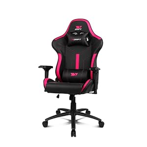 DRIFT GAMING DR350 – Ergonomischer Profi-Gaming-Stuhl mit 4D-Armlehnen, Lenden- und Nackenkissen, 135° neigbar, Leise Rollen, Schwarz-Rosa