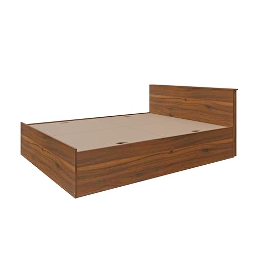 Image of VIKI Vault King Size Bed with Storage (70x80) | Engineered Wood Wooden Bed Frame for Bedroom | Modern Box Storage Cot | Brussel Walnut Finish | Free Assembly | 1 Year Warranty