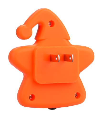 Image of Cute LED Plug-in Night Light with Light Sensor - Green + Orange | Light Sensor Controlled Dusk to Dawn LED Night Lamp - Pentagram shaped Lamp Take Good Care Children Sleep
