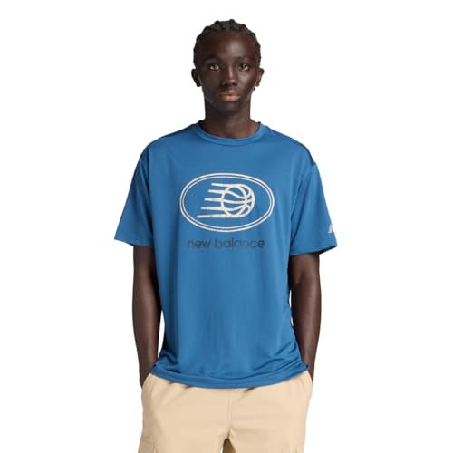 new balance(ニューバランス) MT53615 グラフィック バスケット 半袖 Tシャツトレーニングショートスリーブシャツ 吸水速乾 普段使い (MT53615 メンズ
