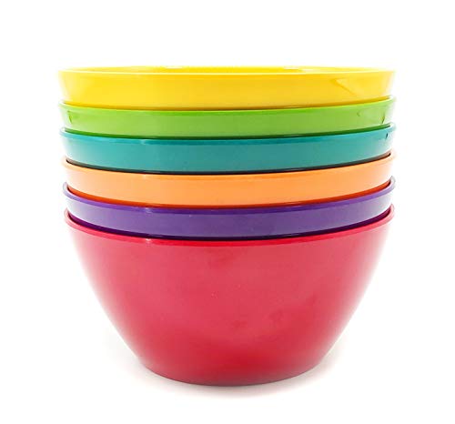image for JINJIA 6-inch Melamine Bowls, 26-ounce Cereal Bowls Salad Bowl, set of