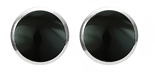 Boma Jewelry Sterling Silver Onyx Inlay Circle Stud Earrings