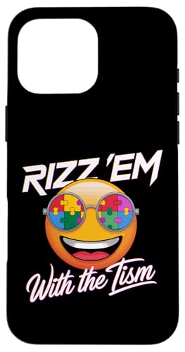 Kids rizz em with the tism autism meme men women girls custodia per iphone 16 pro max