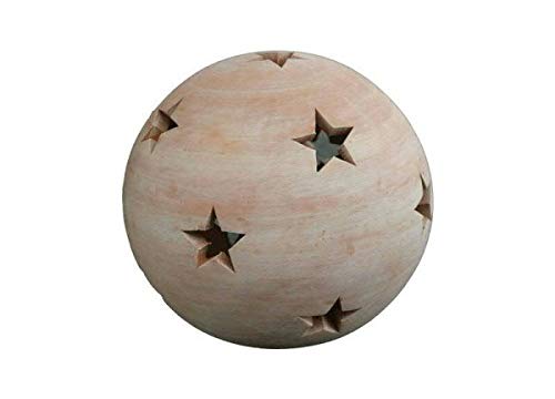 Schöne Kugel mit Sterne ca. 12 cm Durchmesser aus Terracotta Terrakotta, Kugel Stern Garten Deko Windlicht Cover