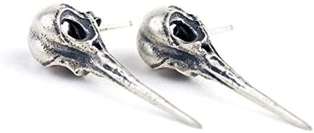 Czjewelry 925 Sterling Silver Teens Hummingbird Skull Stud Earring | Punk Earrings for Women Girls