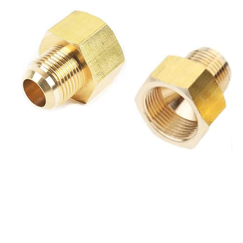 1/2" Flare to 3/4" Female NPT Gas Line Brass Connector, Brass Gauge Torch Line Adapter for Hydraulic, HVAC Fuel, Air, Natural Gas Line Connectors - (2 PCS) by Lagogia - Used condition - US$11.51