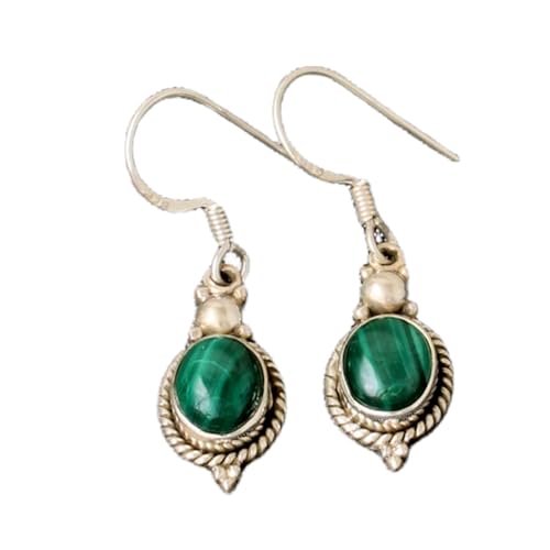 Boucles d'oreilles malachite verte en argent, le cadeau idéal