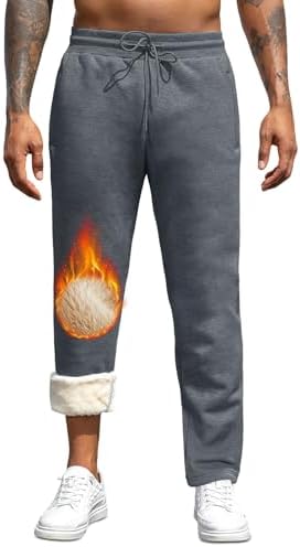TMEOG Thermo Jogginghose Herren Baumwolle Sweatpants Warme Winterhose Freizeithose Trainingshose Gefütterte Sherpa Hose Flauschig Kuschelhose Haushose Fleecehose für Herren