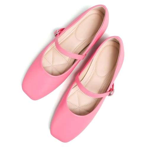 Image of LUXINYU Women's Slip on Flats,Classy Round Toe Solid Classic Mary Jane Ballet Dance Shoes Soft Comfortable PU Flat Shoes
