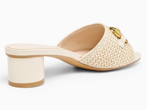 Image of Coutgo Womens Heeled Slides Sandals Square Open Toe Slip on Comfortable Kitten Block Low Heel Metal Chain Dressy Shoes