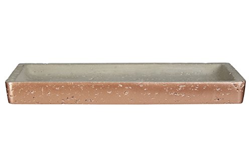 Premier Housewares – Bandeja de baño Neptune, hormigón, Gris/Cobre, 14 x 25 x 3 cm