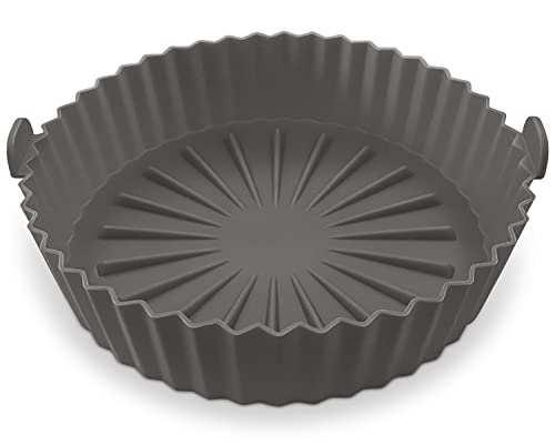 Geiomoo Olla de Silicona para Freidora de Aire, Cesta Reutilizable para Horno, Sartén para Hornear Tazón (Gris) Cover