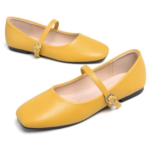 Image of TN TANGNEST Leather Flats for Women Retro Mary Jane Flats