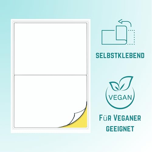 Double Dragon A4 Selbstklebende Adressetiketten, 2 pro Blatt, 100 Blätter, 200 Etiketten, 199,6 x 143,5 mm (200 Etiketten)