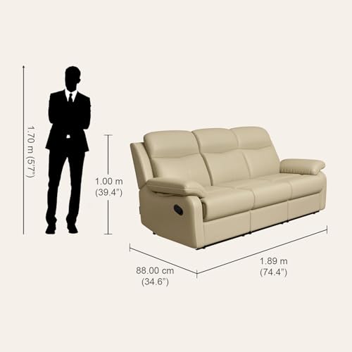 Image of Interio by Godrej Alpine Manual 3-Seater Synthetic Leather Recliner Sofa