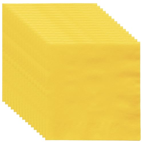 MOMAHUA 20 Pcs Serviettes en Papier 33x33 cm - Jaune Serviettes Luxe pour Fête - Qualité Supérieure - Absorption Maximale - Design Moderne pour Restauration...
