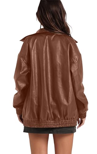 Image of Sampeel Leather Jacket Women Faux Oversized Motorcycle Bomber Coats 2026 Fall Fashion Outfits Winter Clothes