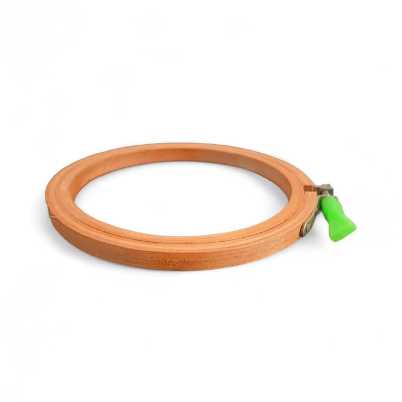 Image of ADW CRAFT'S 5 INCH Embroidery Wooden Hoop, Pack of 1, Round, Wooden & Plastic, Perfect for Craft Hoop Frame