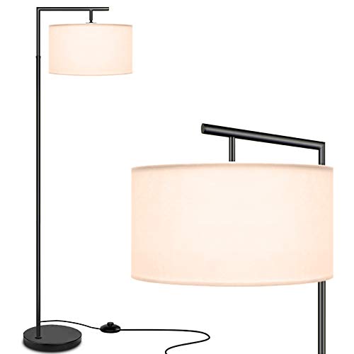 Congratsu Floor Lamp for Living Room, LED Standing Lamp with Lamp Shades for Bedroom, 5' Tall Pole Light Overhangs Lamp - Black