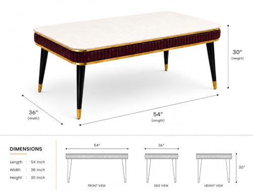 Image of WOODEN SPACE 4 Seater Wooden Dining Table Set | Urban Marble Top Dining Table with Chairs for Dining Room & Kitchen (Modern Zyro Maroon) (54 x 36 x 30 inch)