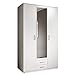 Produktbild Stella Trading KARL Eleganter Kleiderschrank 3-türig mit viel Stauraum - Vielseitiger Drehtürenschrank in Weiß mit Spiegeltür - 120 x 195 x 55 cm (B/H/T)