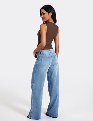 Image of YEOREO Women Basic Mock Neck Workout Crop Top Sleeveless Double Lined Tank Tee Slim Fitted Ruched Going Out Camisole